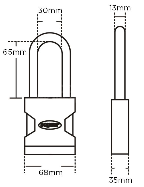 Dimensions Image: SQUIRE Stronghold® SS65S / 2.5 Padlock with Inigma Key System