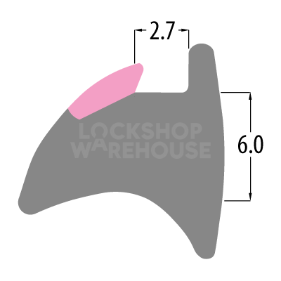 Dimensions Image: REDDIPLEX UPVC 6mm Pink Wedge Gasket To Suit UPVC Doors &amp; Windows - 6mm