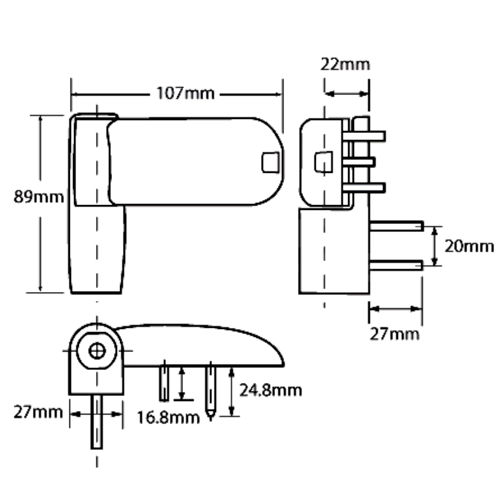 Dimensions Image: ASEC Adjustable Flag Hinge For UPVC Doors - White