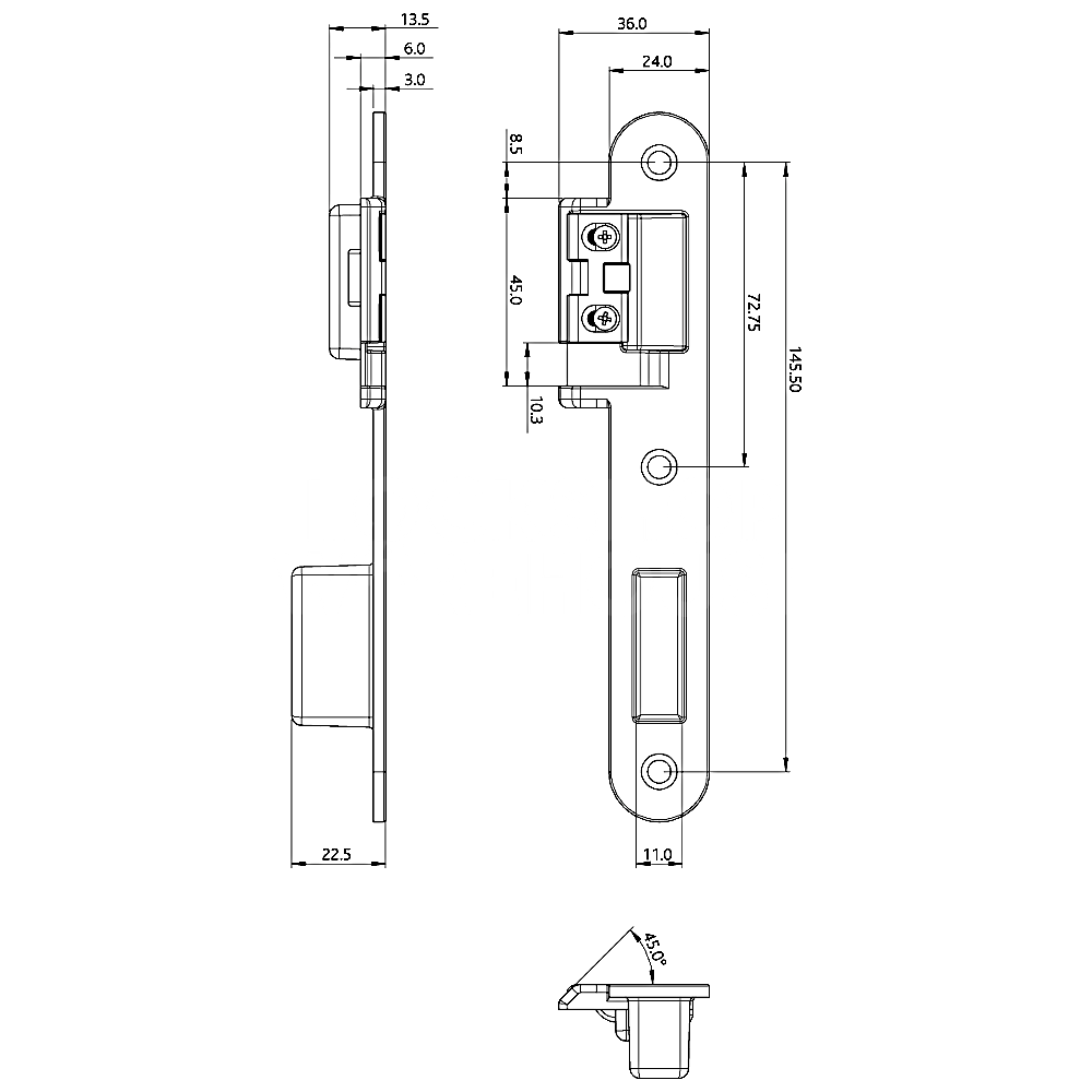 Dimensions Image: ERA SureFire Centre Keep for Timber Doors