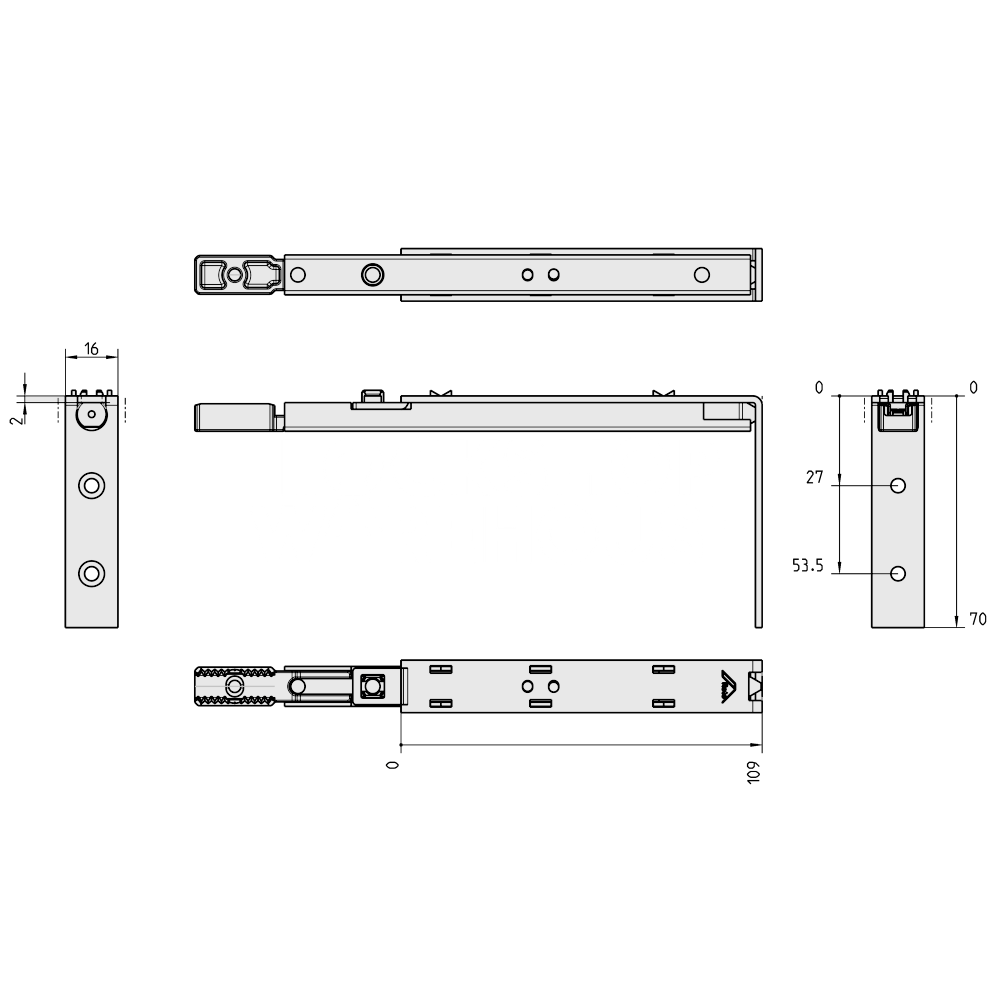 Dimensions Image: ROTO H600 Shootbolt Reverse Action 633931 - Reverse Action