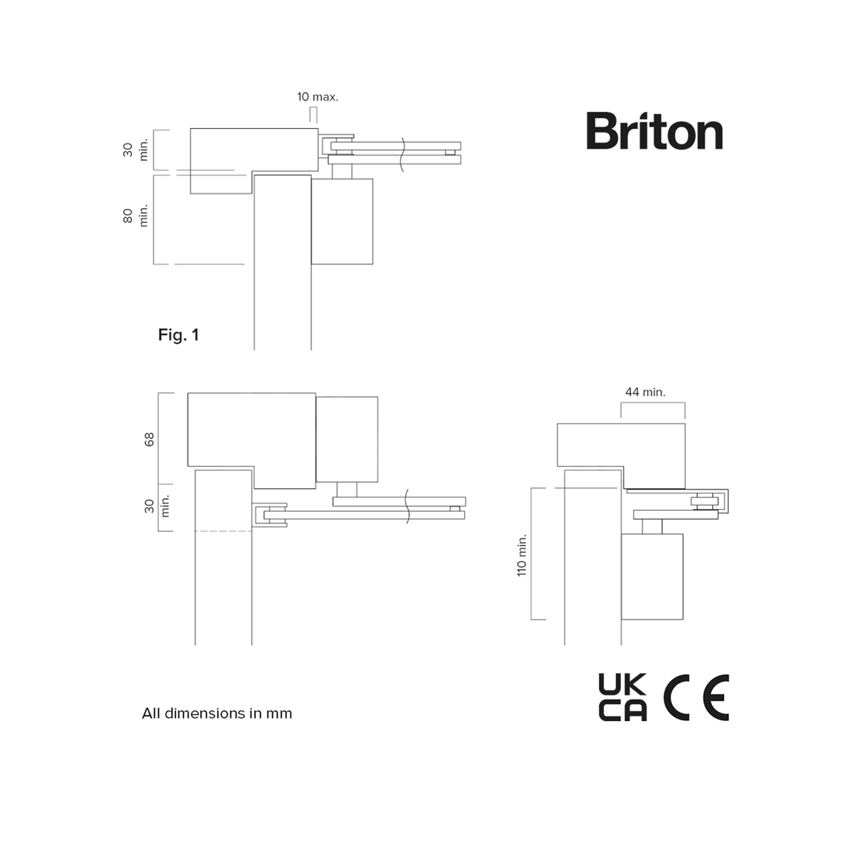 Gallery Image: Briton 1110 Door Closer Silver Finish Size 2 - 4