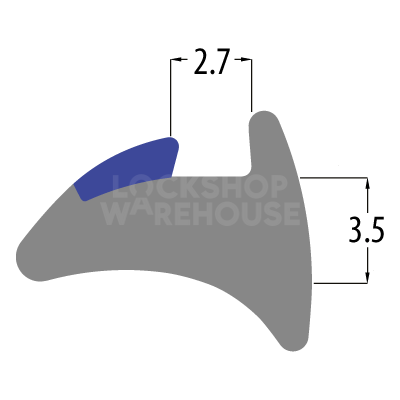 Dimensions Image: REDDIPLEX UPVC 3.5mm Blue Wedge Gasket To Suit UPVC Doors &amp; Windows - 3.5mm