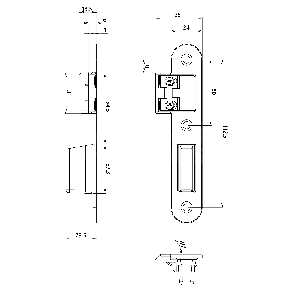 Dimensions Image: ERA SureFire Hook Keep for Timber Doors