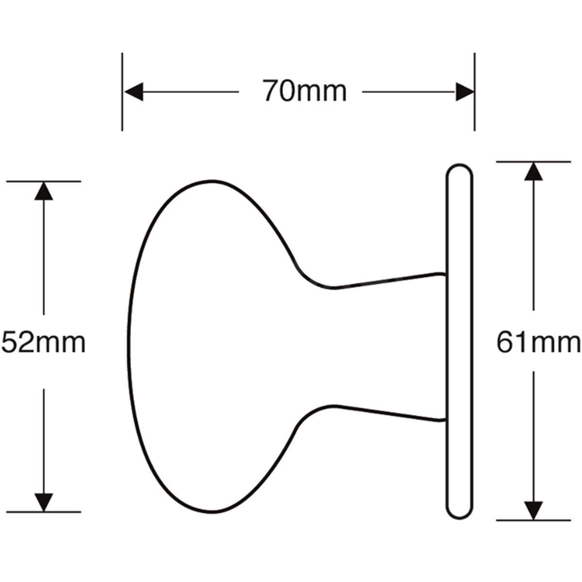 Dimensions Image: Mushroom Knob - Chrome Plated