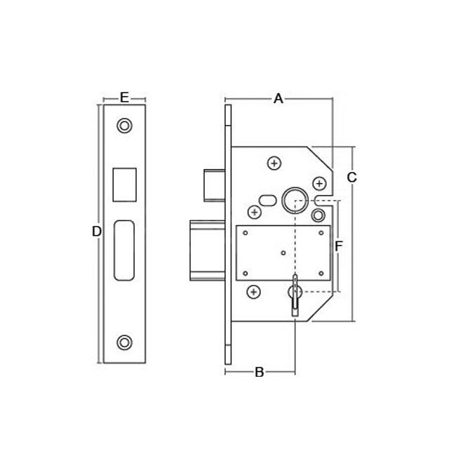 Dimensions Image: Union 2237 Sashlock (master keyed)