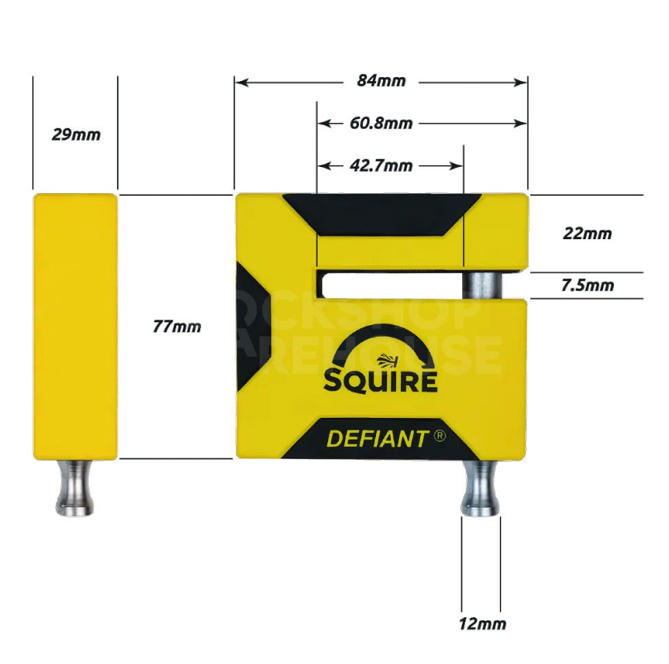 Dimensions Image: SQUIRE Defiant Motor Cycle Brake Disc Lock - Angle Grinder Resistant