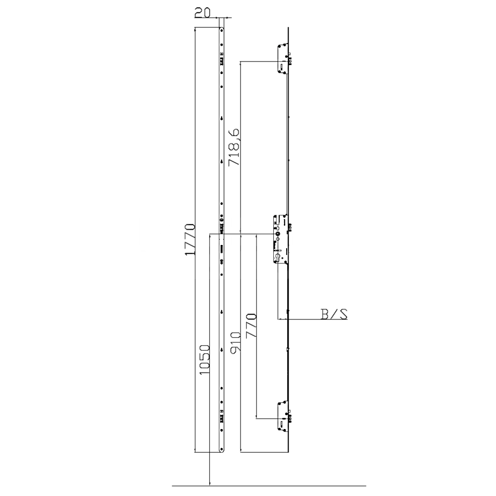 Dimensions Image: Yale Lockmaster AutoEngage Classic Latch &amp; Deadbolt Multipoint Lock