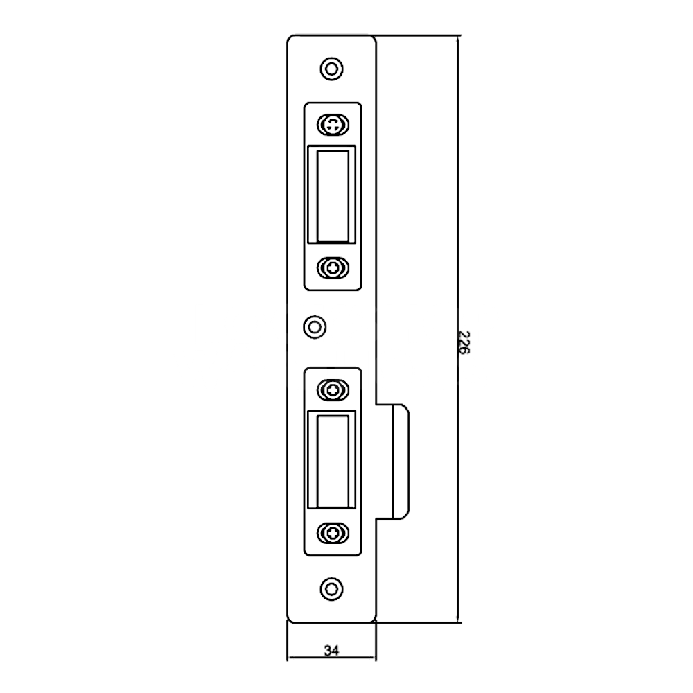Dimensions Image: FULLEX XLC Crimebeater Centre Deadbolt Keep Square Forend