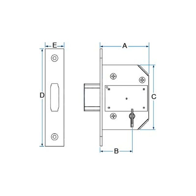 Dimensions Image: Willenhall EP2 Euro Deadcase - 50mm