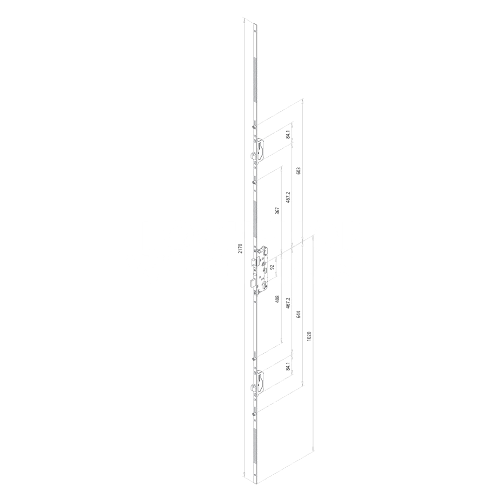 Dimensions Image: Fuhr 859 Type 19 Lever Operated Multipoint Lock