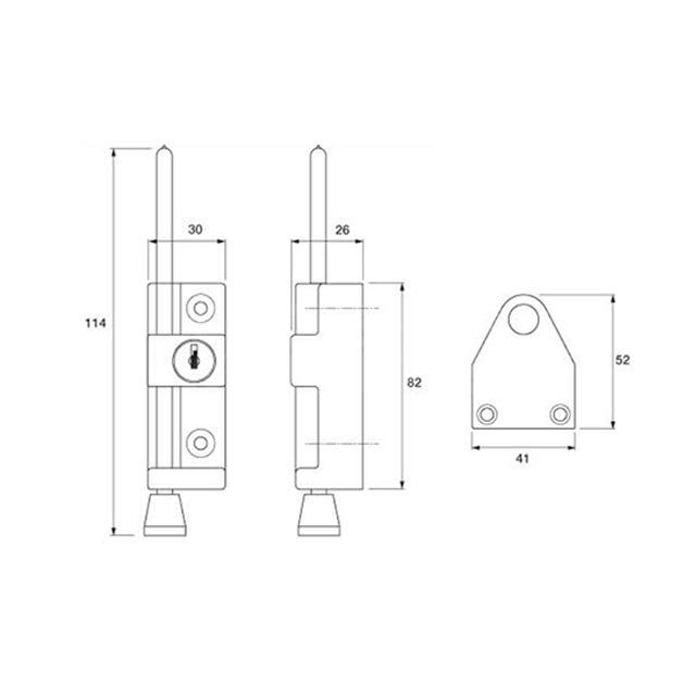 Dimensions Image: Yale 8K116 Multi Purpose Bolt