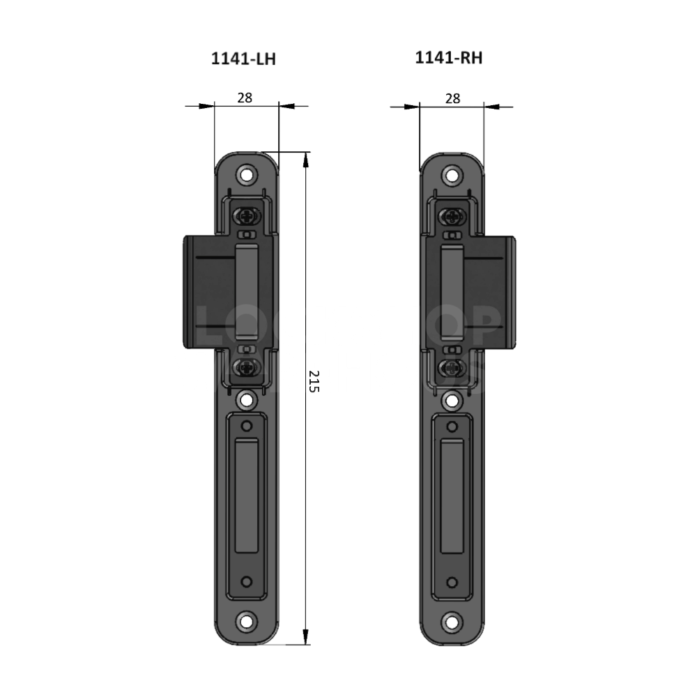 Dimensions Image: INGENIOUS Composite Door Centre Strike Plate