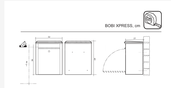 Dimensions Image: Bobi Xpress Mailbox | Affordable Large Letter &amp; Small Parcel Post Box