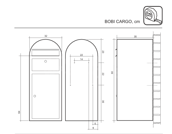 Dimensions Image: Bobi Cargo Mailbox | Locking Mail &amp; Parcel Post Box
