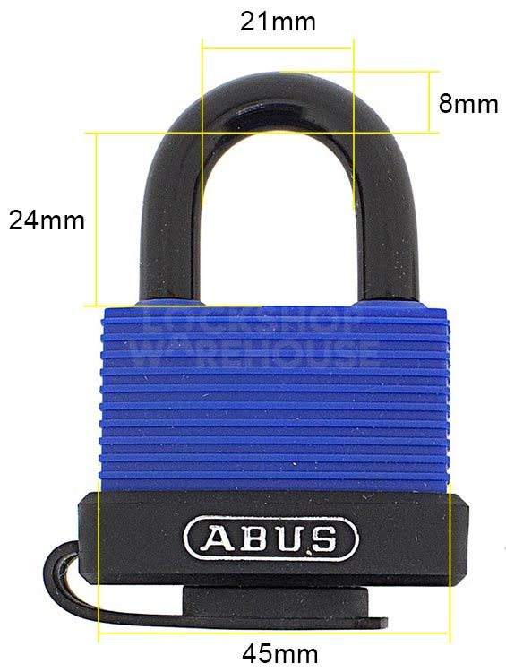 Dimensions Image: ABUS 70IB/45 Aquasafe Marine Padlock