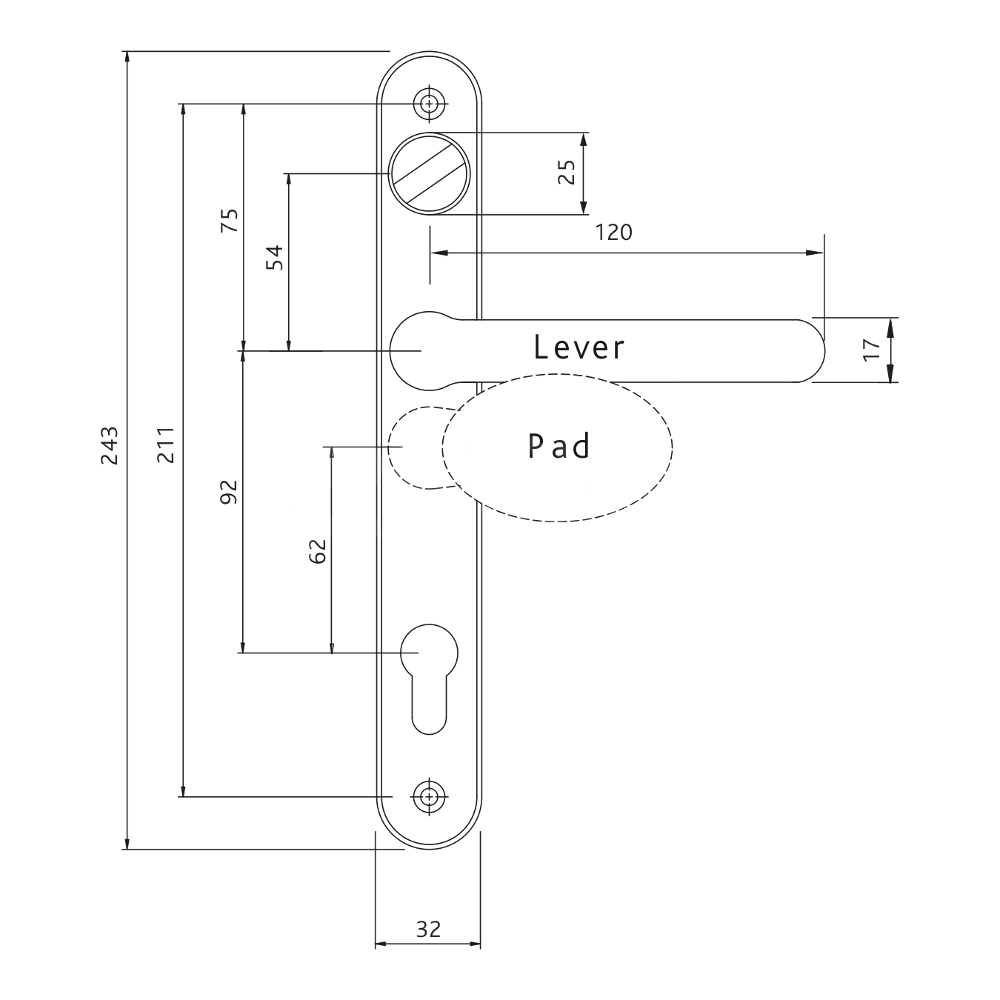 Fab & Fix Balmoral 92/62 Lever/Pad Snib UPVC Door Handle