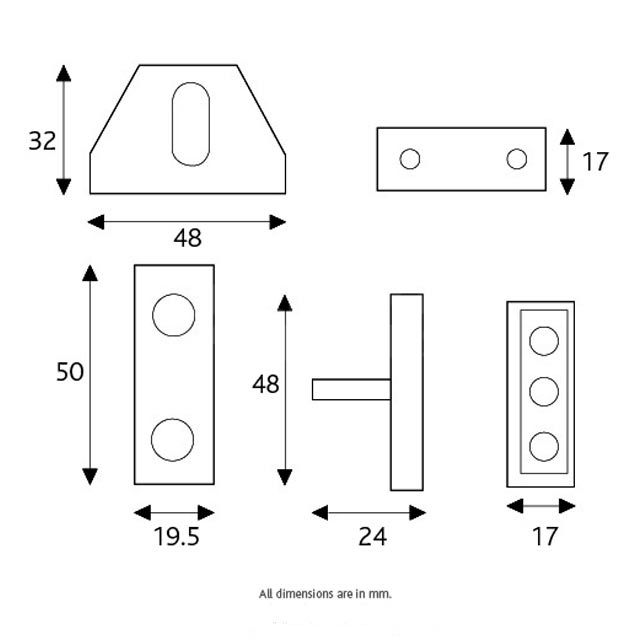 Dimensions Image: Era 828 Locking Window Catch