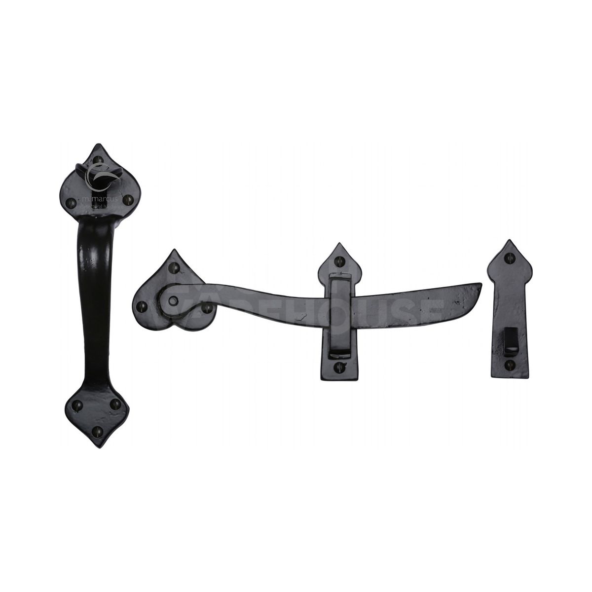 Gallery Image: Traditional Black Iron Curved Gate Latch by M Marcus