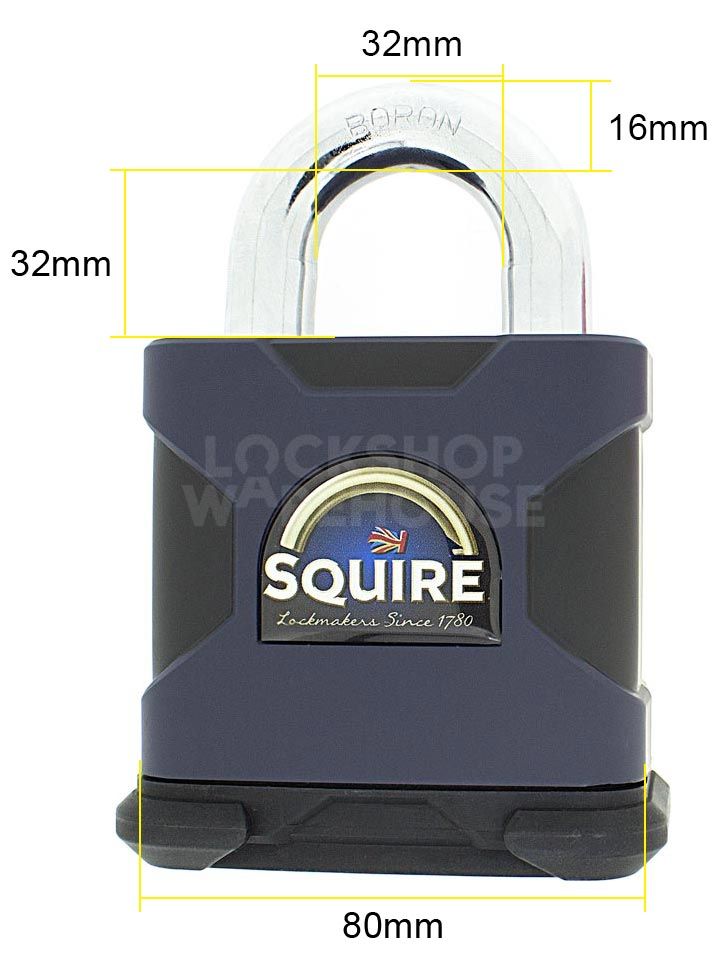 Dimensions Image: SQUIRE Stronghold® SS80S Padlock with Inigma Key System