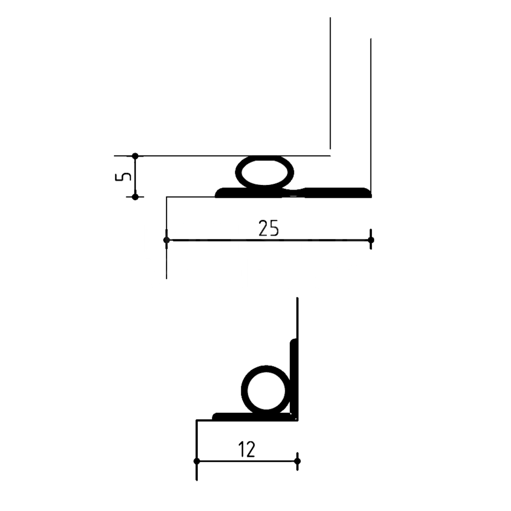 Dimensions Image: DEVENTER Self Adhesive Renovation Draught Strip S 9100-10 K - Black (1 Metre)