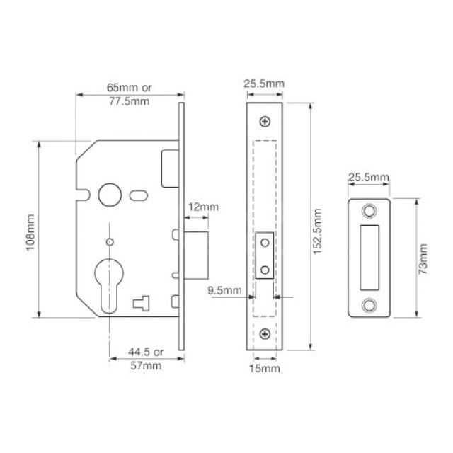 Dimensions Image: Union L2149 Euro Deadcase