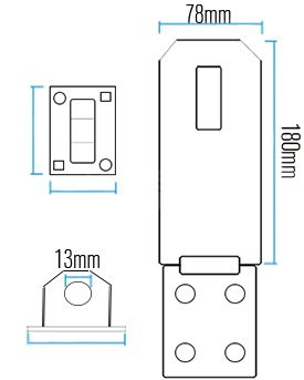 Dimensions Image: ABUS Hasp and Staple 130/180