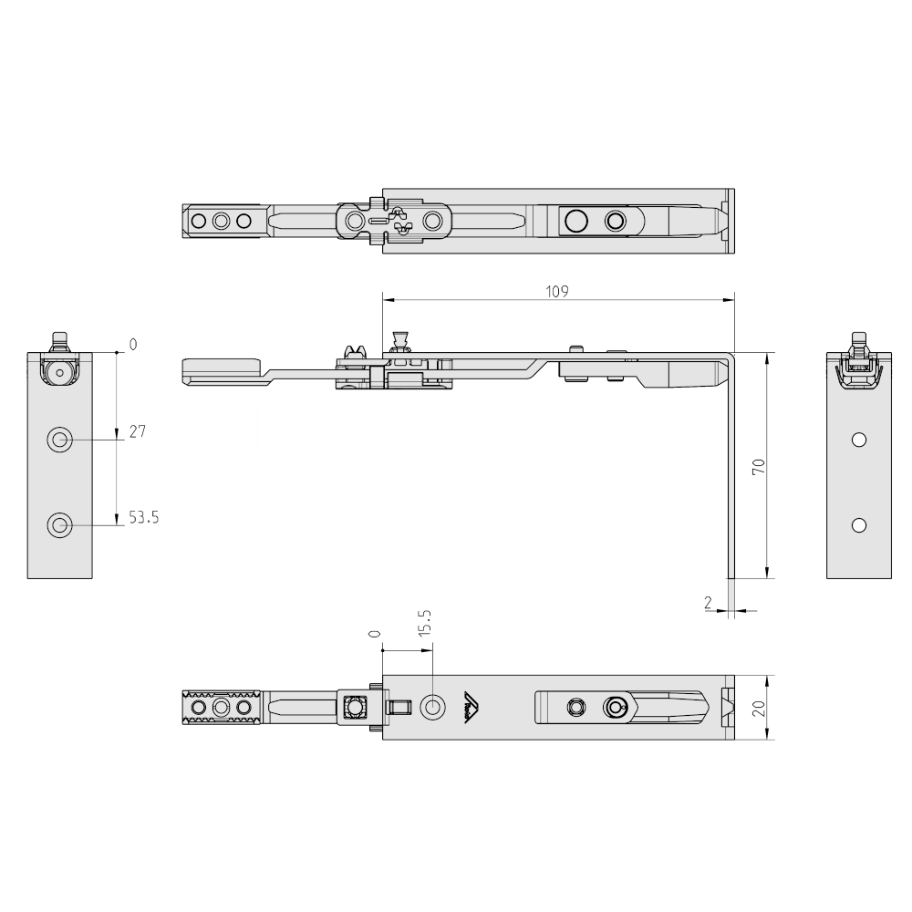Dimensions Image: ROTO H600 Shootbolt Extension 633929 - Extension