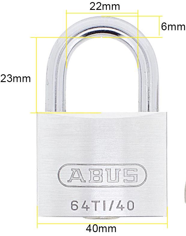 Dimensions Image: ABUS Titalium 64TI/40mm Padlock