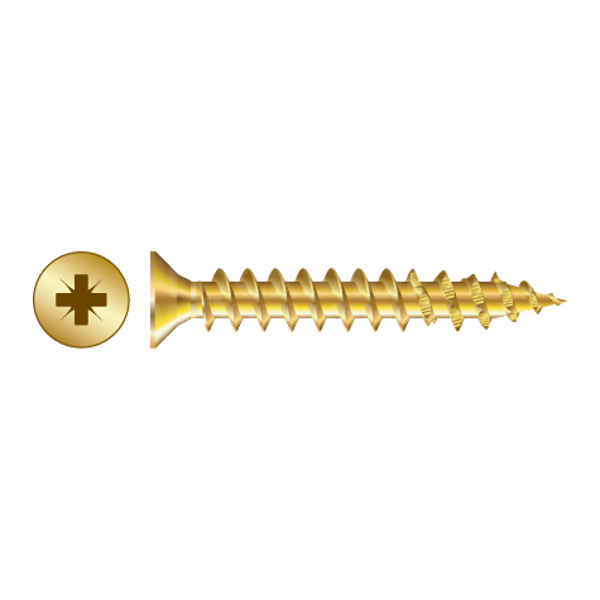 RAPIERSTAR Sharp Point Wood Screw - Countersunk - 3.5mm x 20mm - YP (Qty 200)