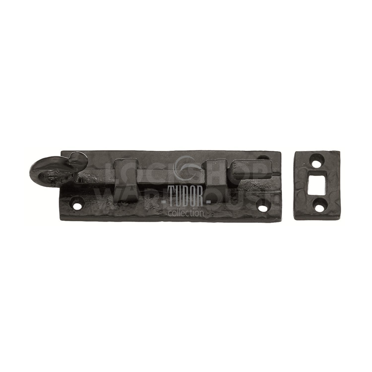 Traditional Tudor Door Bolt Necked Black Iron by M Marcus
