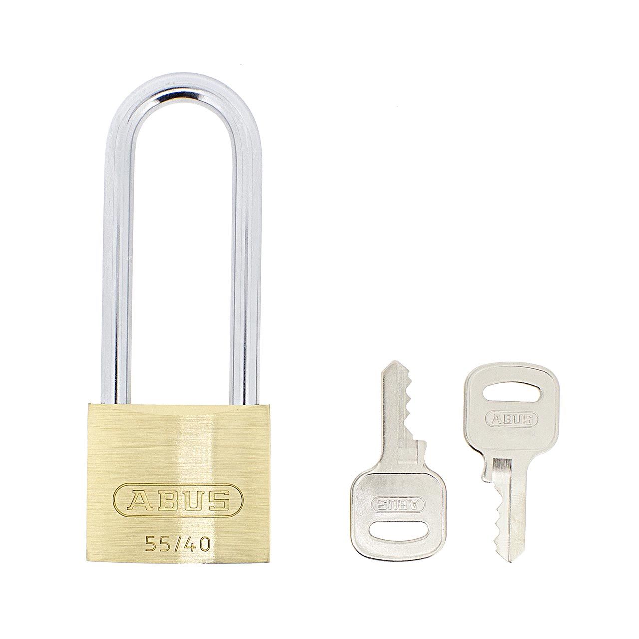 Dimensions Image: ABUS 55/40 Brass Padlock with 63mm Long Shackle