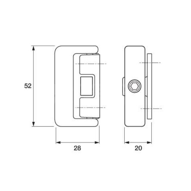 Dimensions Image: Yale Window Lock 8K102M (2 locks and 1 key)