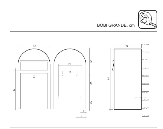 Dimensions Image: Bobi Grande Mailbox | Extra Capacity Locking Post Box