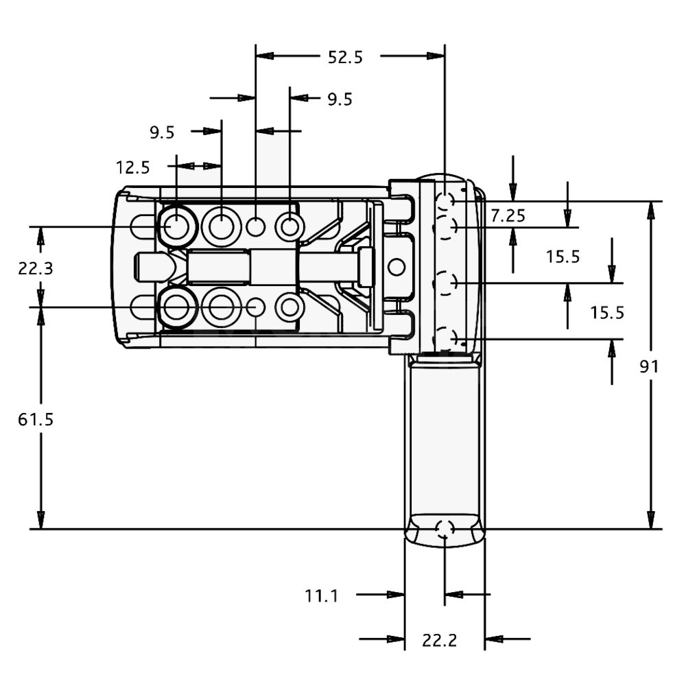 Dimensions Image: FAB &amp; FIX Anchorage Lift Off Flag Hinge