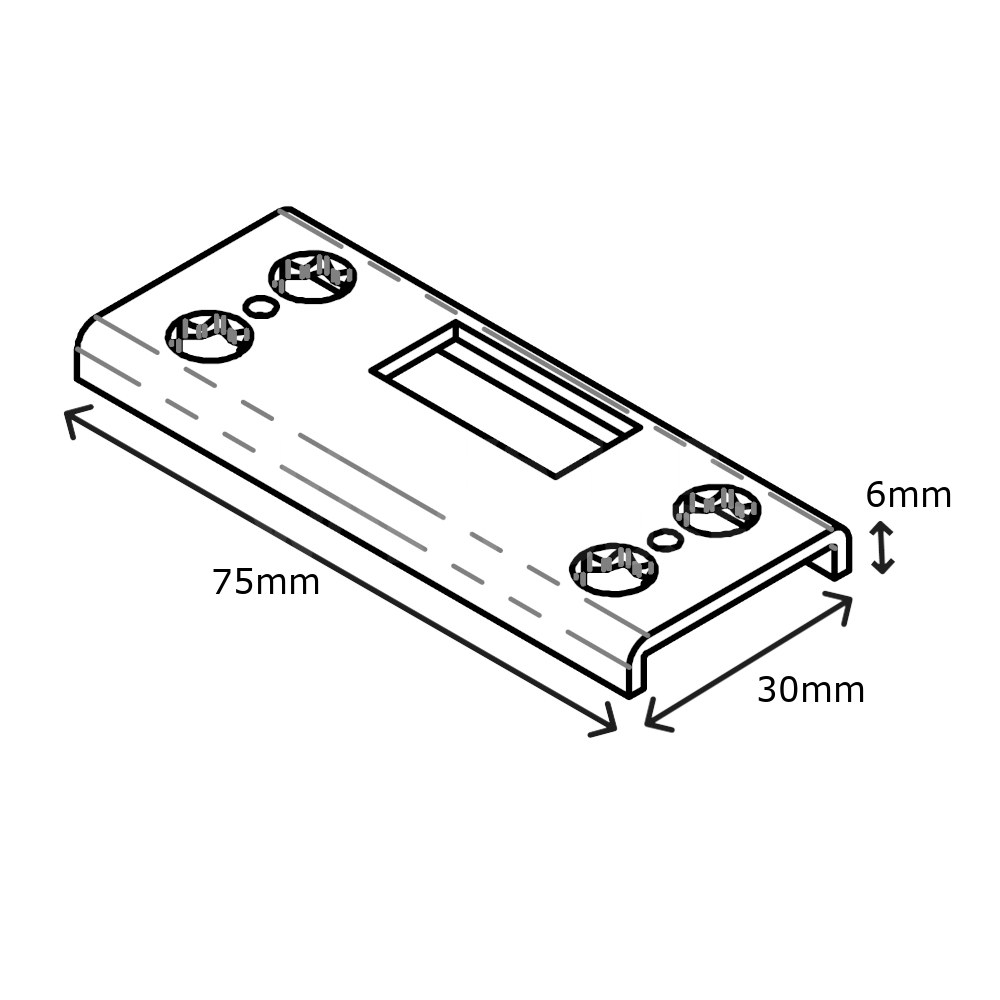 Dimensions Image: KENRICK Excalibur Non-Adjustable Single Shootbolt Keep EXDSK - 1 Pair EXDSK