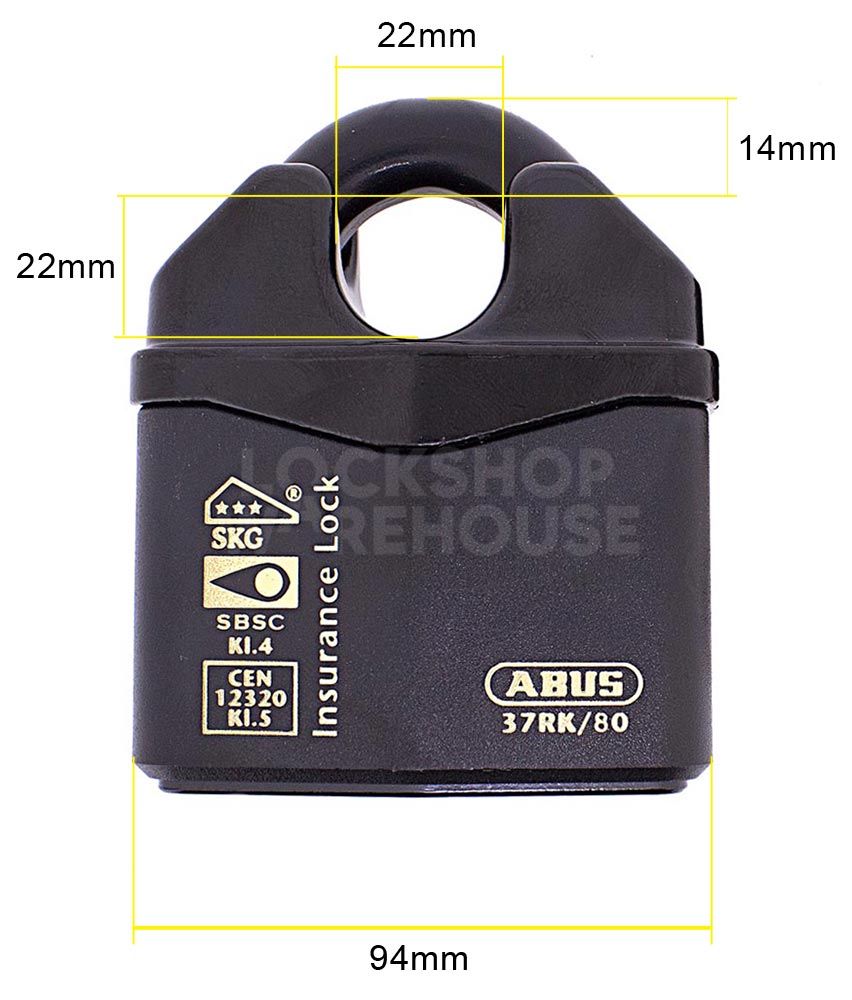 Dimensions Image: ABUS Granit 37RK/80 Closed Shackle Padlock