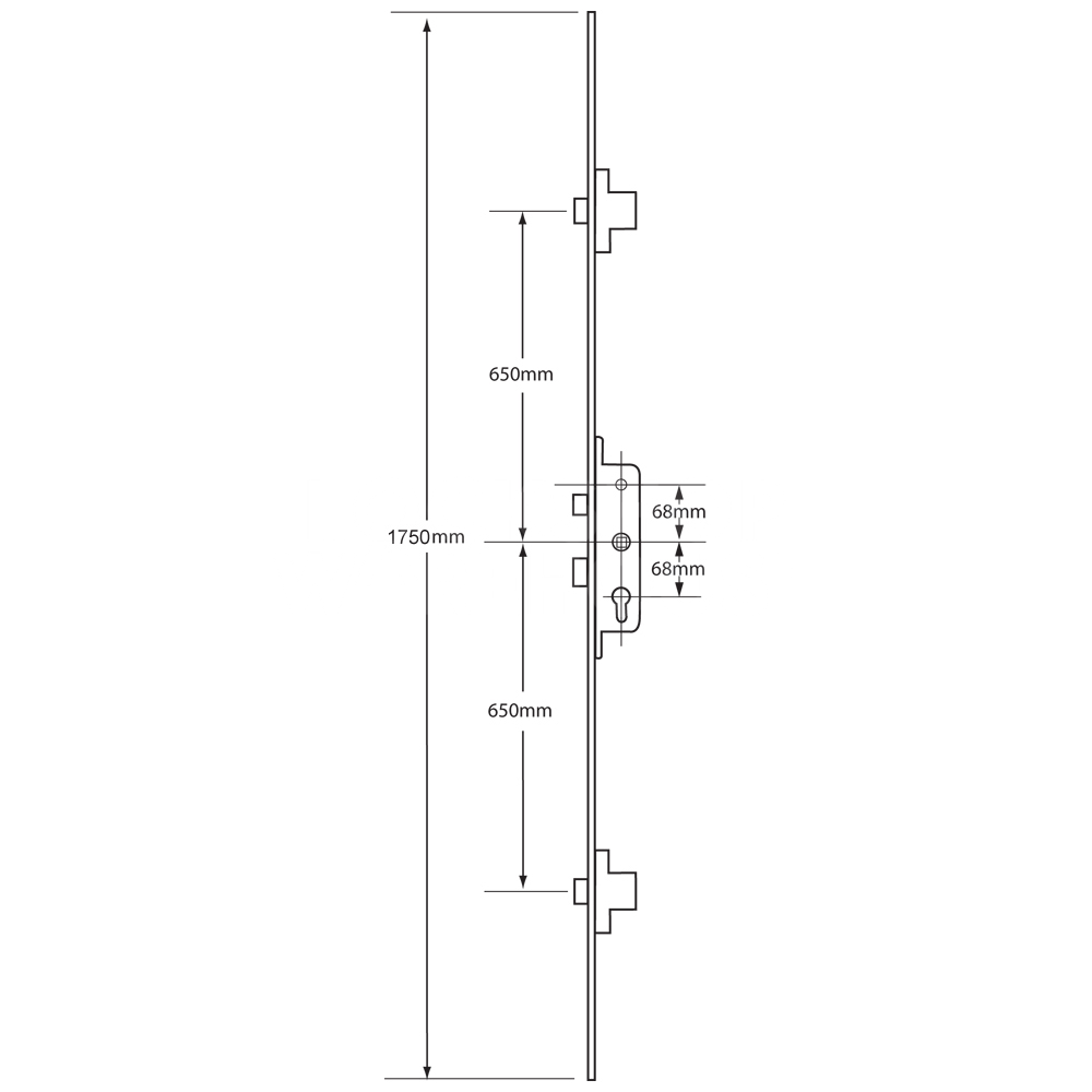 Dimensions Image: Fullex SL16 Lever Operated Multipoint Lock