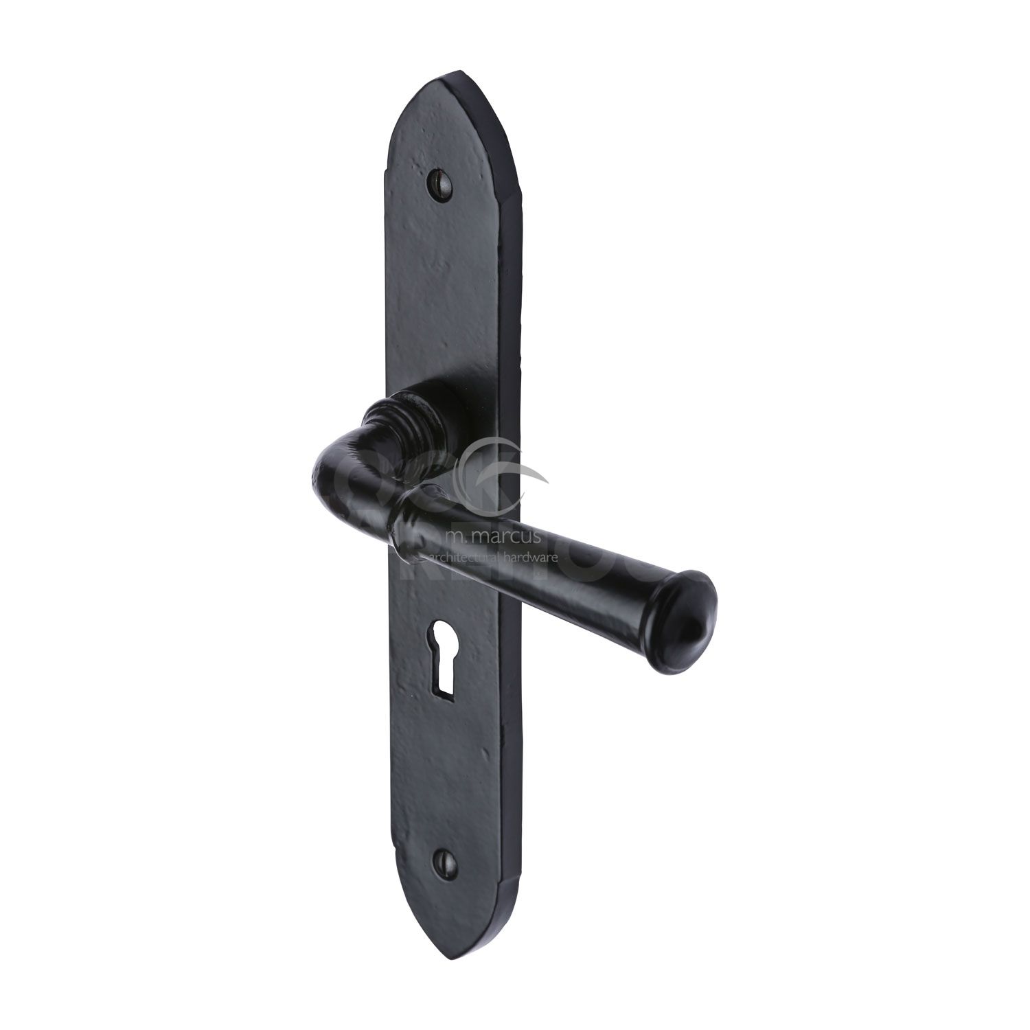 Traditional Black Iron Hadley Lever Lock Door Handles (Pair) by M Marcus