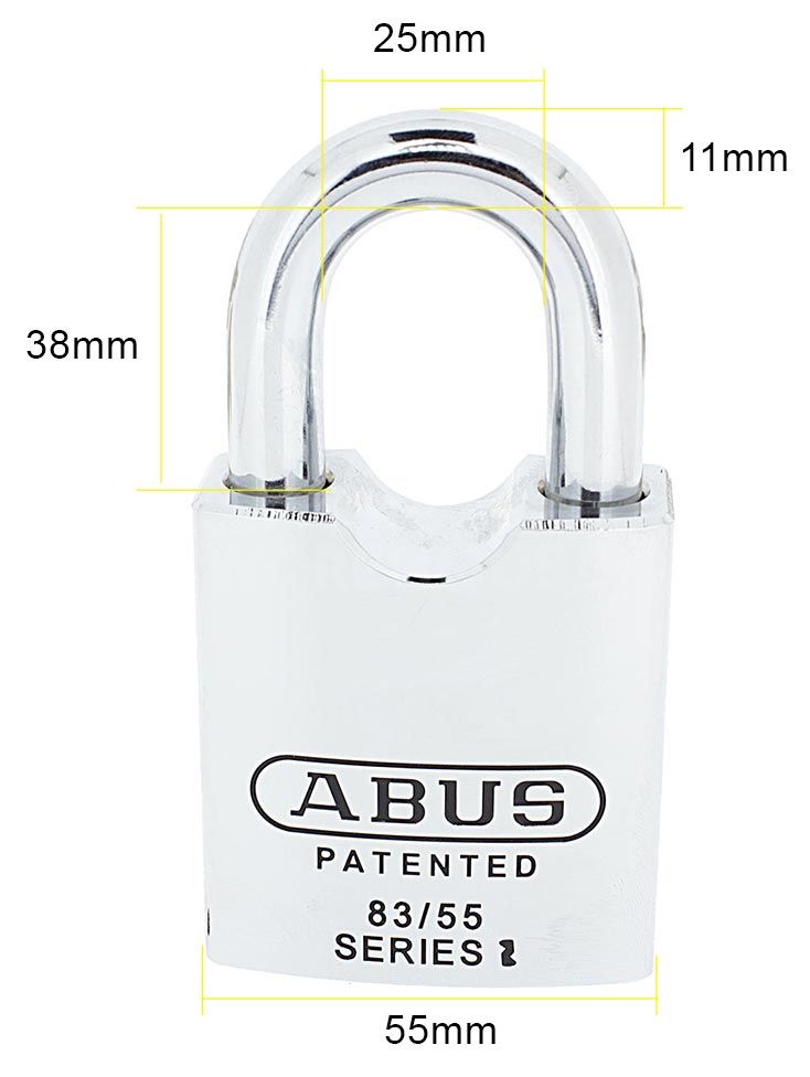 Dimensions Image: ABUS Pfaffenhain 83/55 Hardened Steel Open Shackle Padlock
