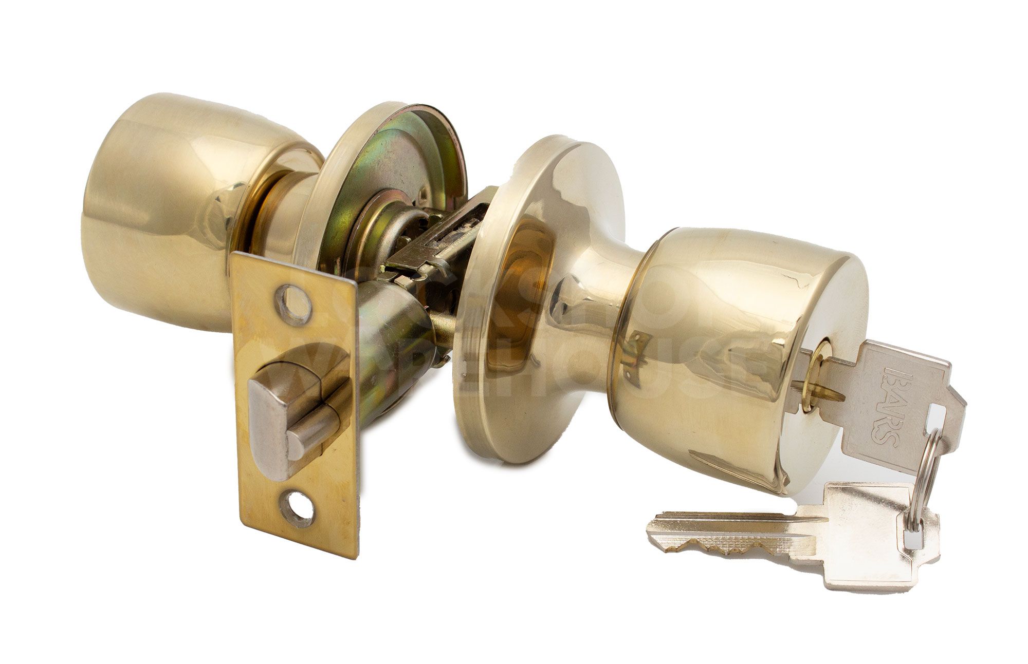 BARS Secure Knobset - Entrance - Brass Finish