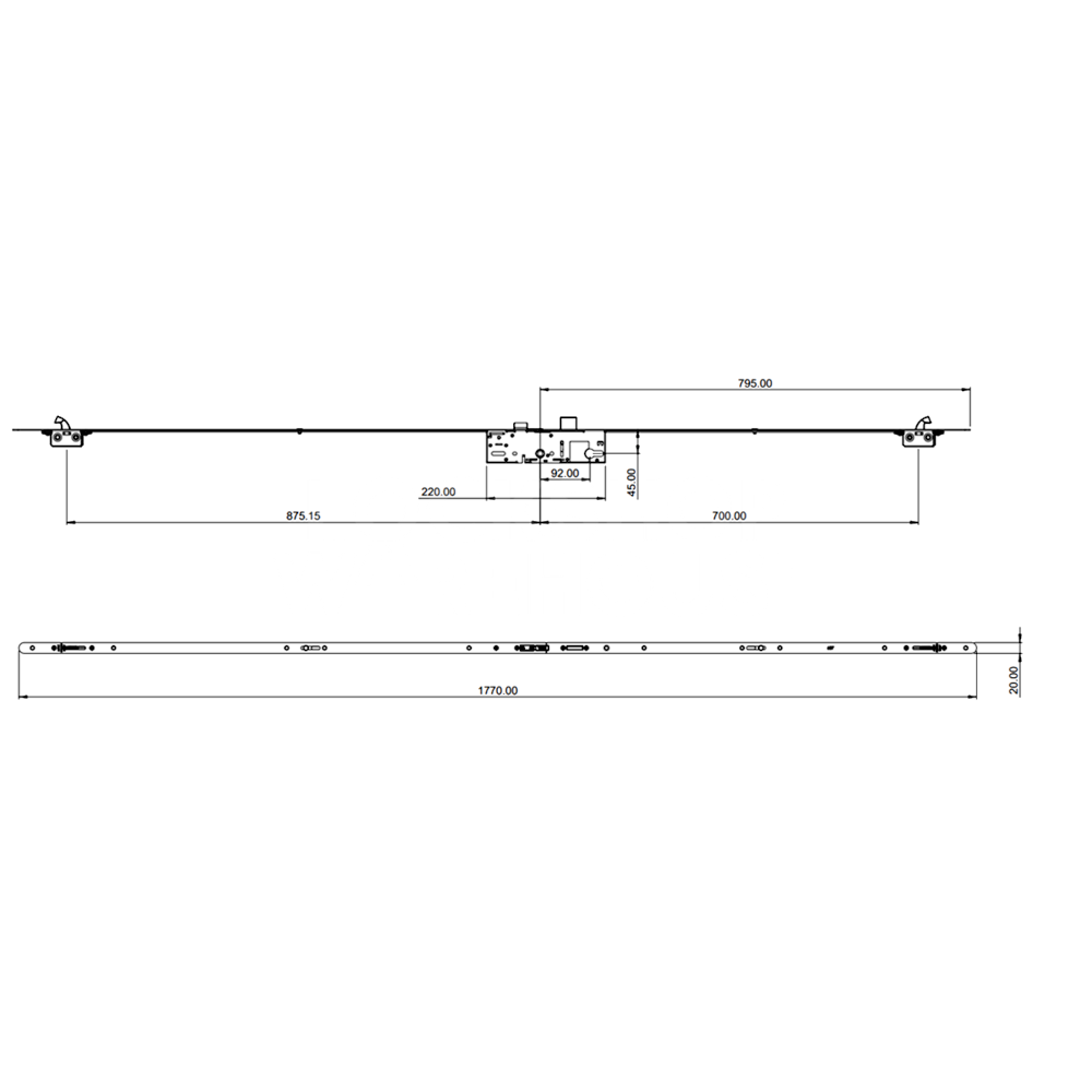 Dimensions Image: ERA 2 Hook Multipoint Door Lock