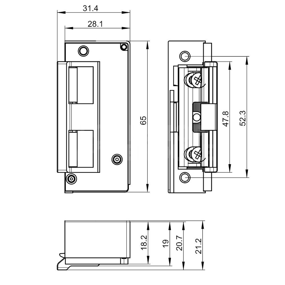 Dimensions Image: GU TENF Spring Loaded Interchangeable Latch Release