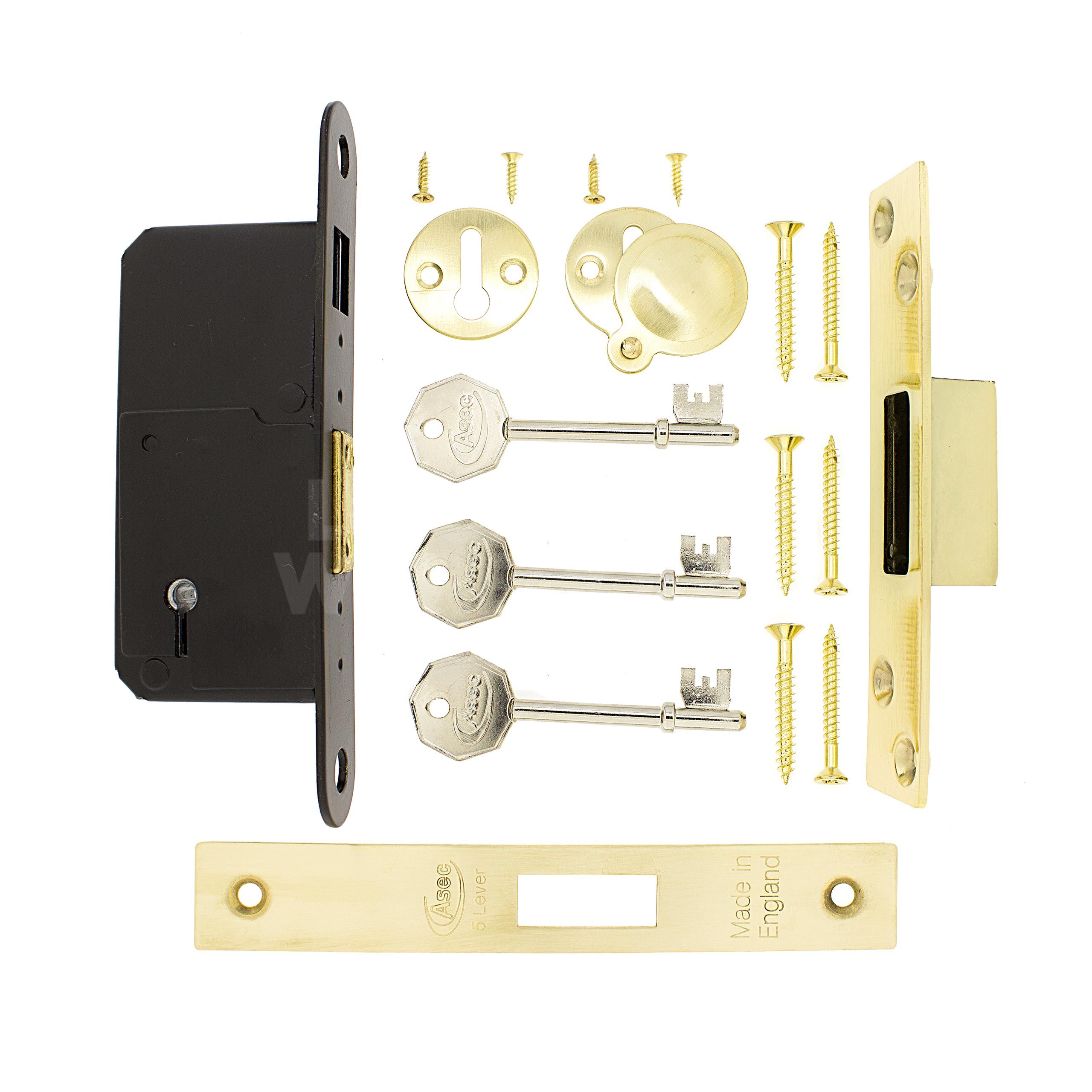 Dimensions Image: ASEC 5 Lever Deadlock 50mm