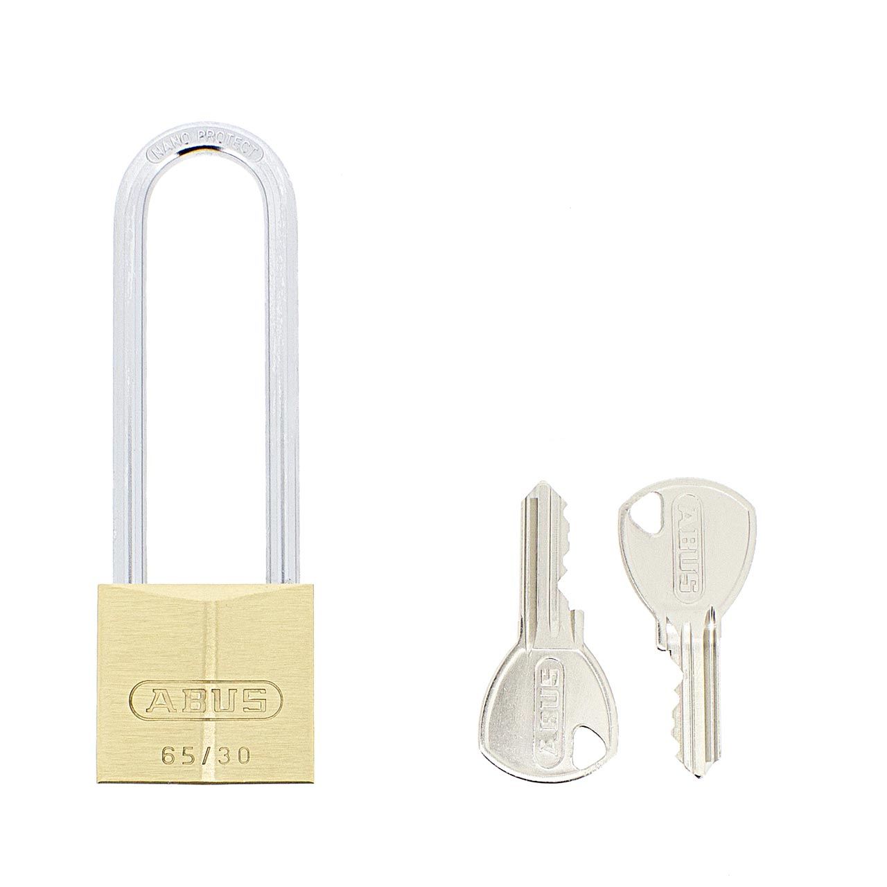 Dimensions Image: ABUS 65/30 Brass Padlock - 60mm Long Shackle