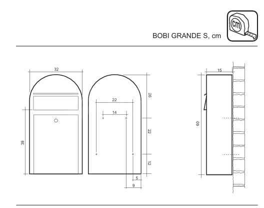 Dimensions Image: Bobi Grande S Mailbox | Slim Extra Capacity Locking Post Box