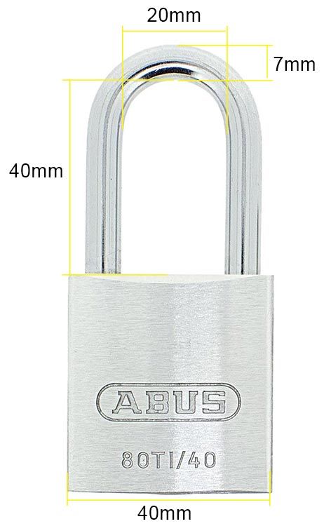 Dimensions Image: ABUS Titalium T80/40mm Padlock with 40mm Long Shackle
