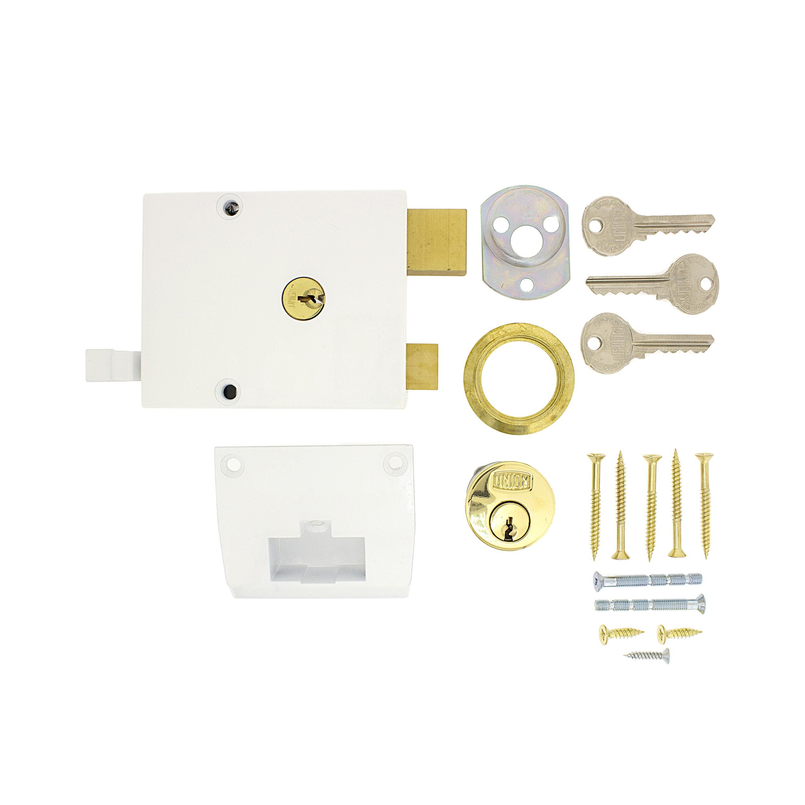 Dimensions Image: Union 1332 Cylinder Drawback Lock (60mm Backset)