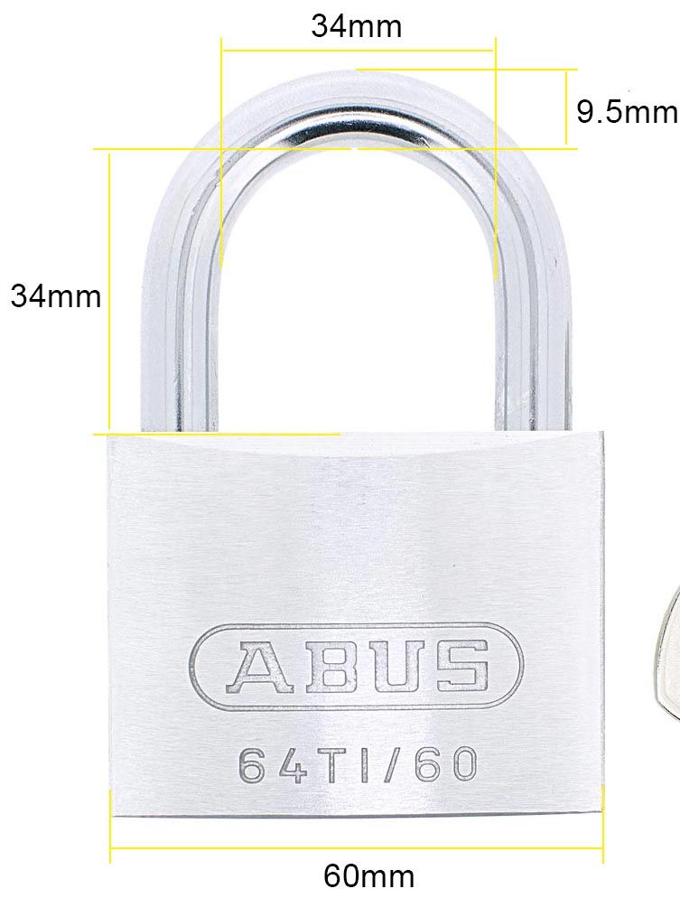 Dimensions Image: ABUS Titalium 64TI/60mm Padlock