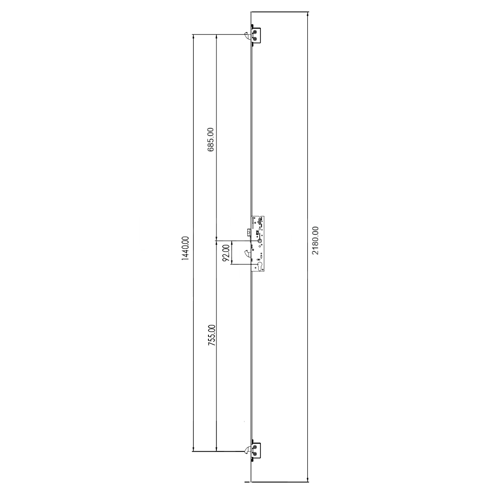 Dimensions Image: Yale YS170 Lever Operated Latch &amp; Hookbolt Multipoint Lock